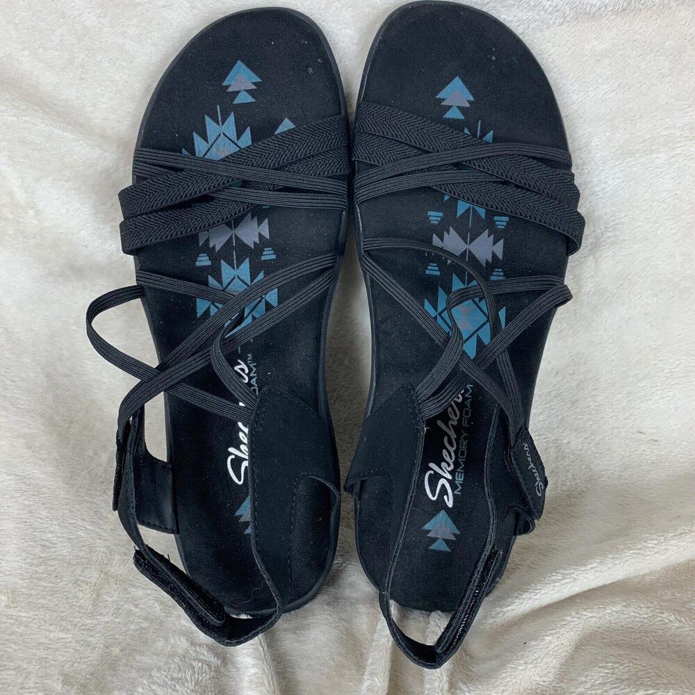 Skechers Womens Reggae Slim Takes Two Black Sandals Size 8 - 163112 BBK - Picture 8 of 10